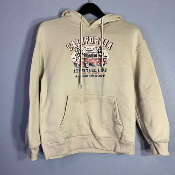 SHEIN Tops - SHEIN California Adventure Life Los Angeles Vintage Car Graphic Hoodie Cream S